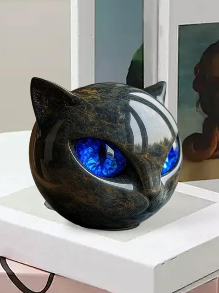 Cat Statues Black Cat Stone Sculpture Luxury Black Cat Stone Sculpture Kitten Keepsake Sculpture Halloween Desktop Decor