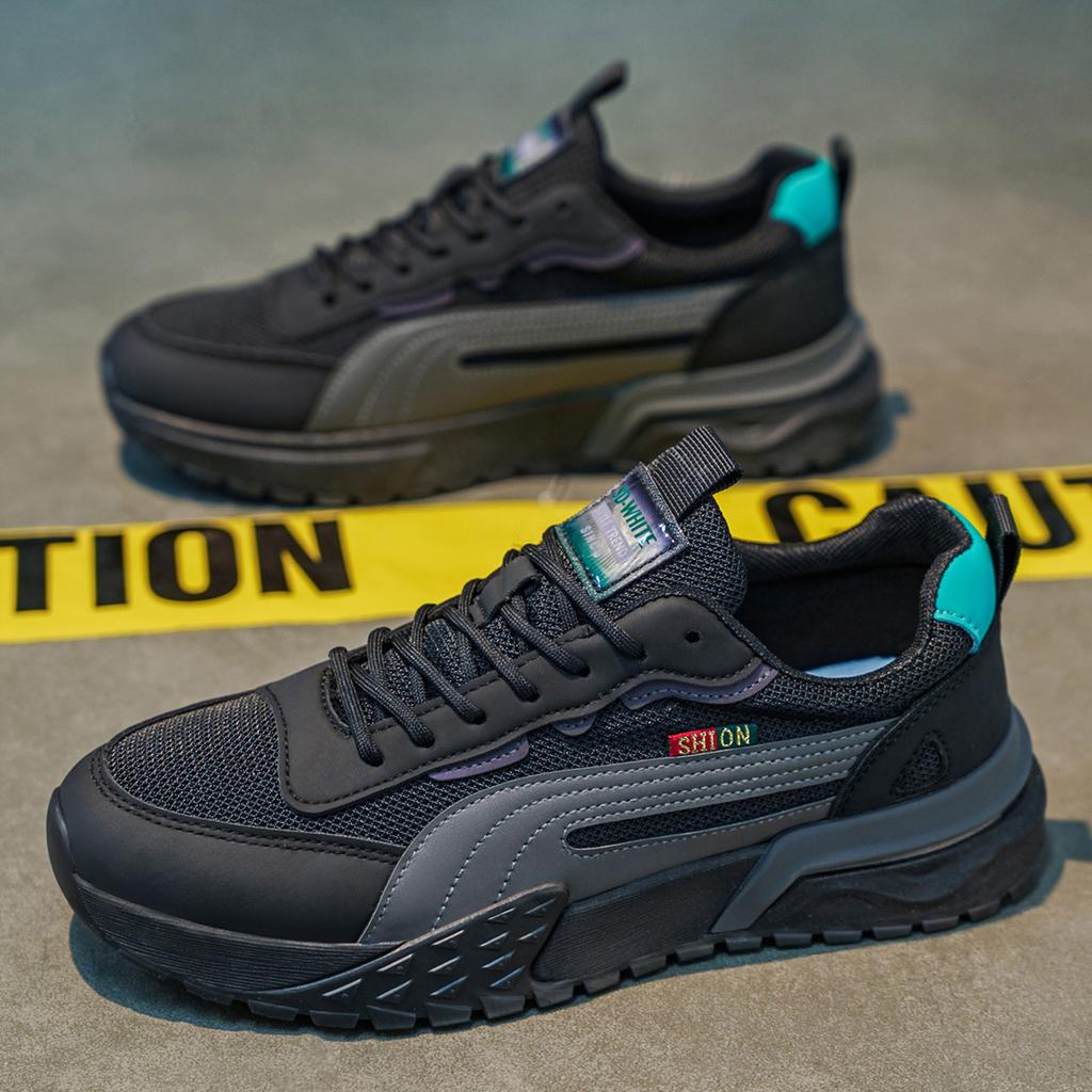 Spring men's casual sports shoes soft sole lightweight mesh breathable versatile trend student running shoes
