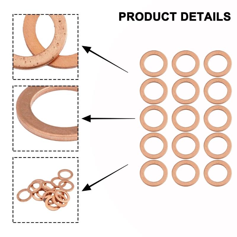 Universal Copper Drain Plug Gasket High Temperature Resistance Automotive Seal 007603-014106 007603014106 for Vehicles