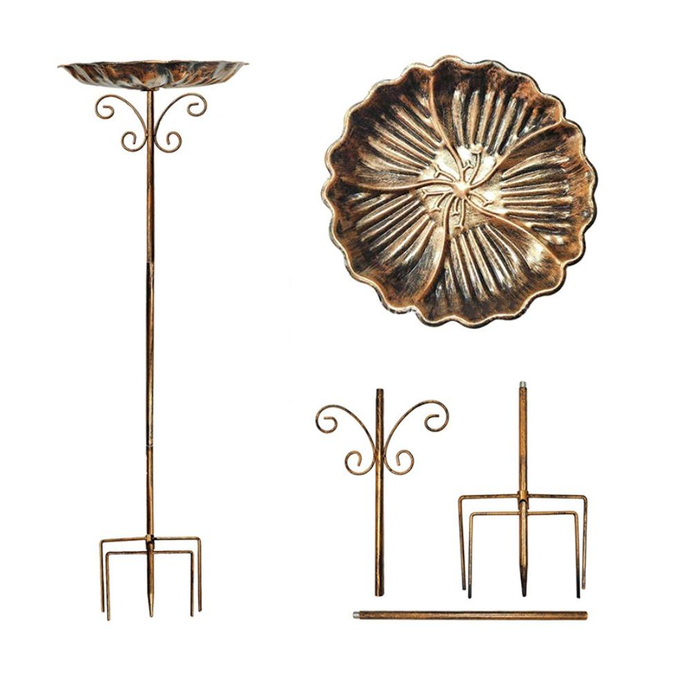 

Retro Freestanding Birdbath 5-Pronged Base Standing Bird Bath Bird Watching Food Dispenser Porch бронзовый