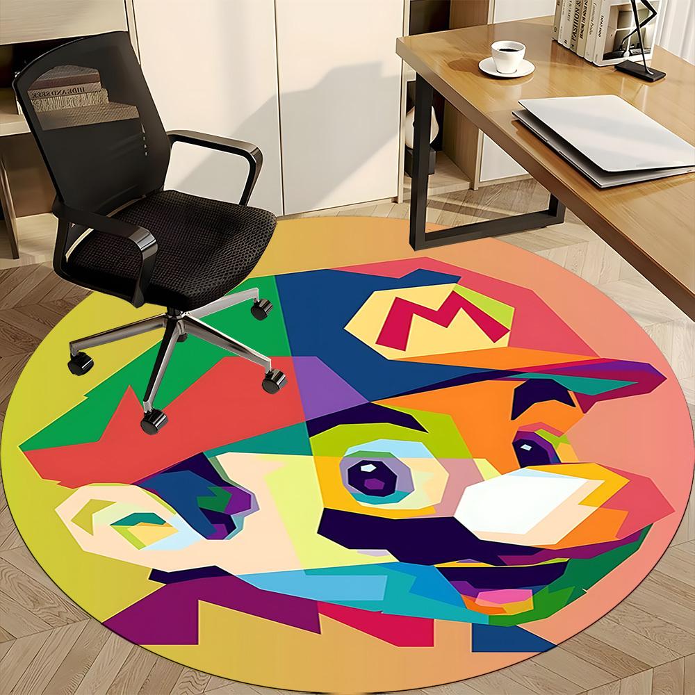 1pc Mario Office Round Area Rug, Under Office Chairs Bedroom Living Room Home Decor  a1022235