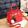 Fashion versatile women's handbag simple large-capacity messenger bag double-layer hairball shoulder bag bags
