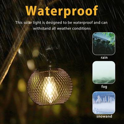 1/2PACKS Outdoor Solar Powered Lantern Waterproof Metal Hollow Pendant Light Warm Light With Chain for Garden Patio Yard