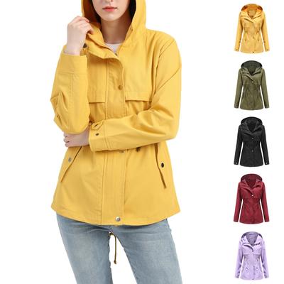 Coupe-vent à capuche en coton pour femme Printemps et automne Grande taille Vêtements amples de couleur unie Veste pour femme