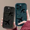 For iPhone 16 Pro 15 Pro Max 14 Plus 13 12 11 XR 8 Case Airplane Print Soft Silicone Shockproof Lens Protection TPU Matte Phone Shell Cover