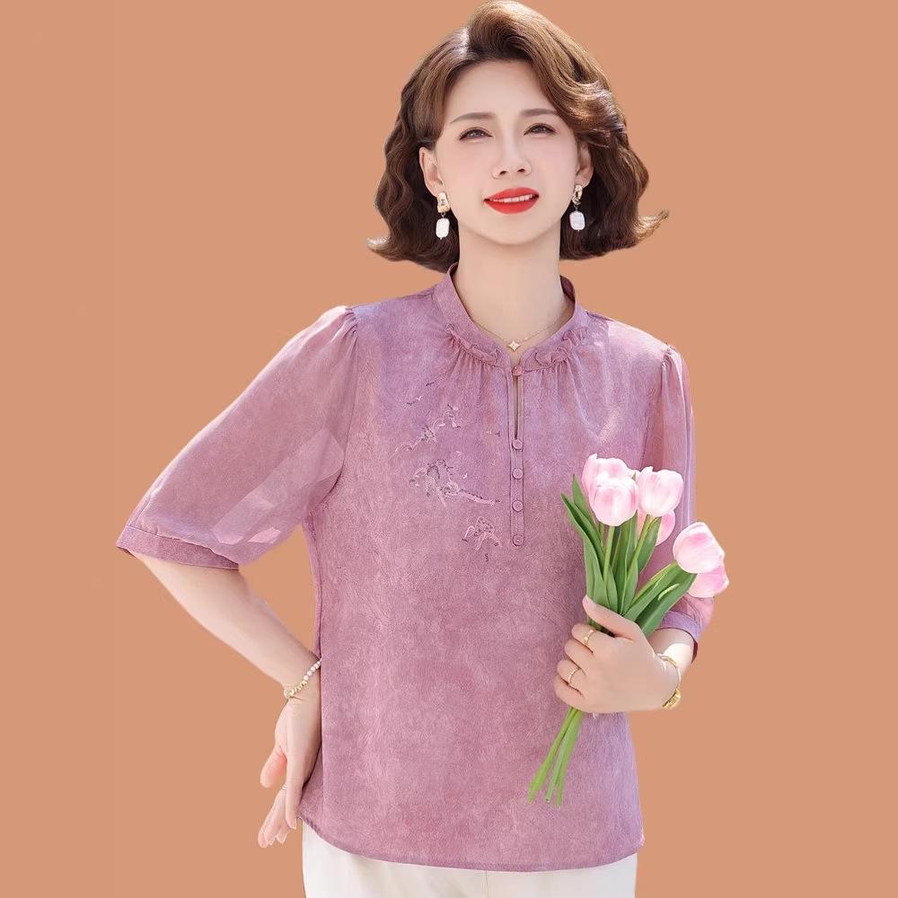 Chiffon Blouse for Summer 2026: Elegant Short Sleeve Chinese Style for Moms