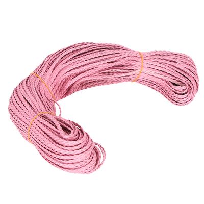 PU Pletená šňůra 3-pramenný kroucený cop DIY Šperky Náramek Náhrdelník Doplněk 5mm Růžová 100 metrů
