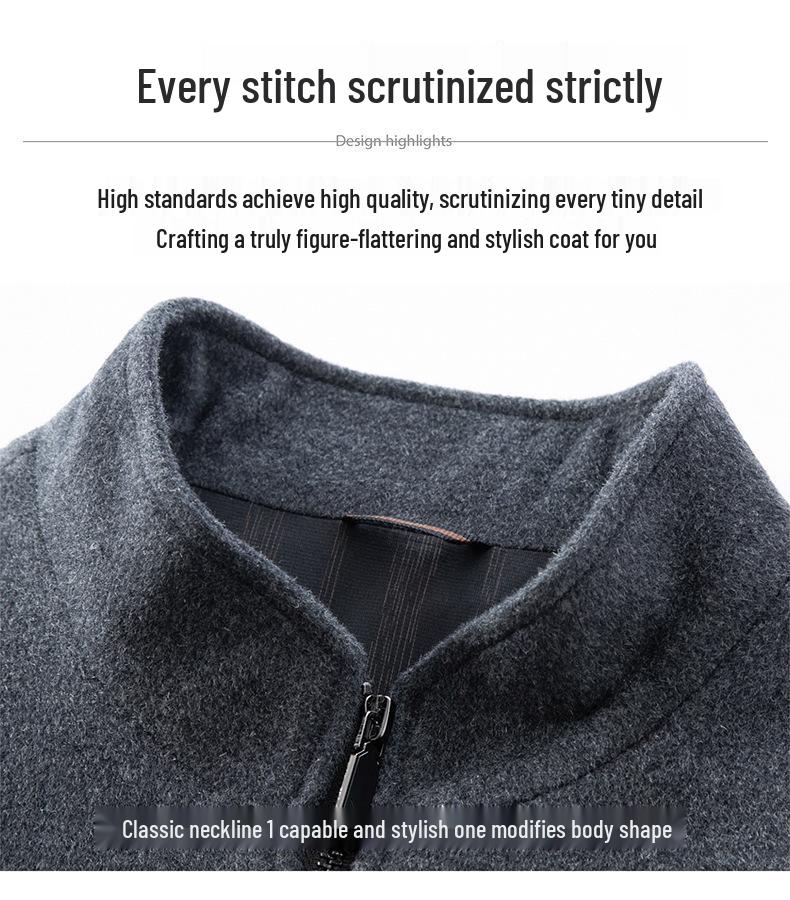 Men's Stand Collar Wool Jacket - Short, Thick, Warm Autumn/Winter Coat