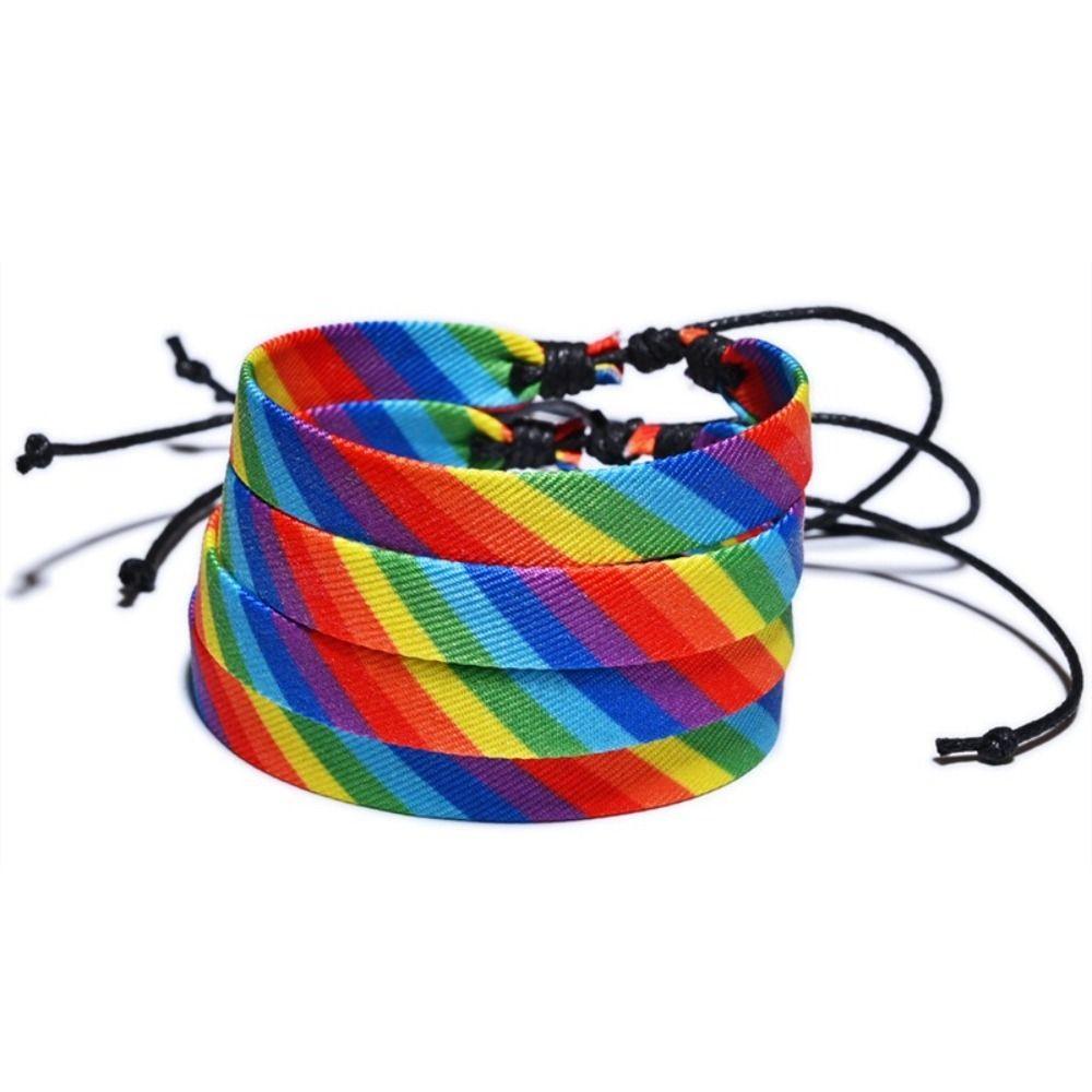 4Pcs Handmade Braided Rainbow Bracelet Pride Day Rainbow Rope for Men Women  Party Supplis