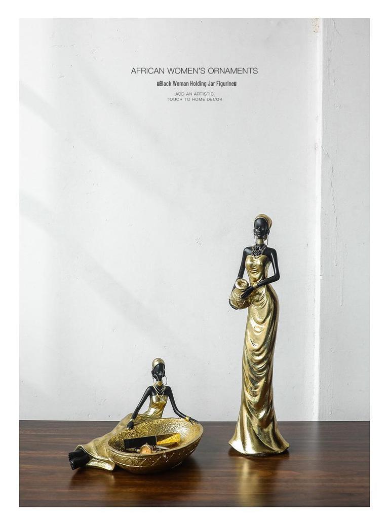 Modern Retro African Black Figurine Ornaments - Creative Soft Decor for Light Luxury Living Room