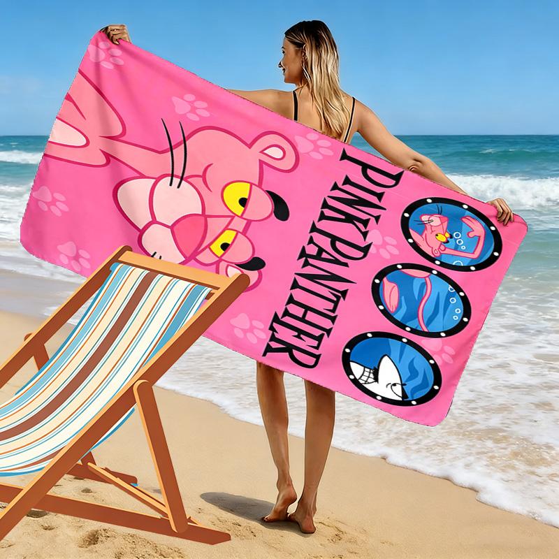 Pink Panther Print Strandtuch, Großes Weiches Schnelltrocknendes Handtuch für Strand Camping Schwimmen