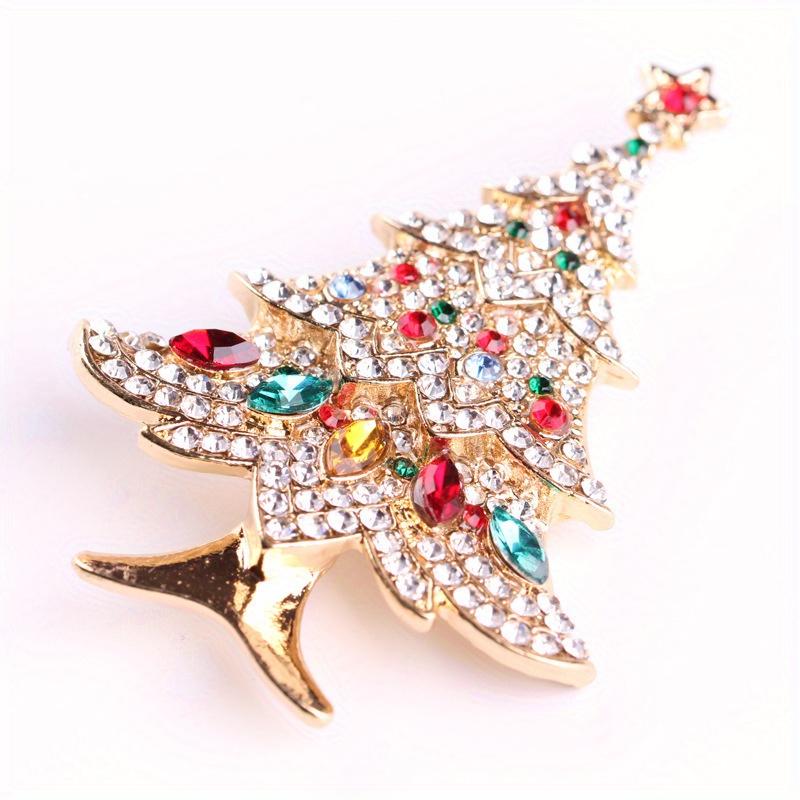 Christmas Fashion Christmas Tree Pin Vintage Christmas Brooch Rhinestone Brooch, Holiday Birthday Party Gift, Dress Accessory Pin