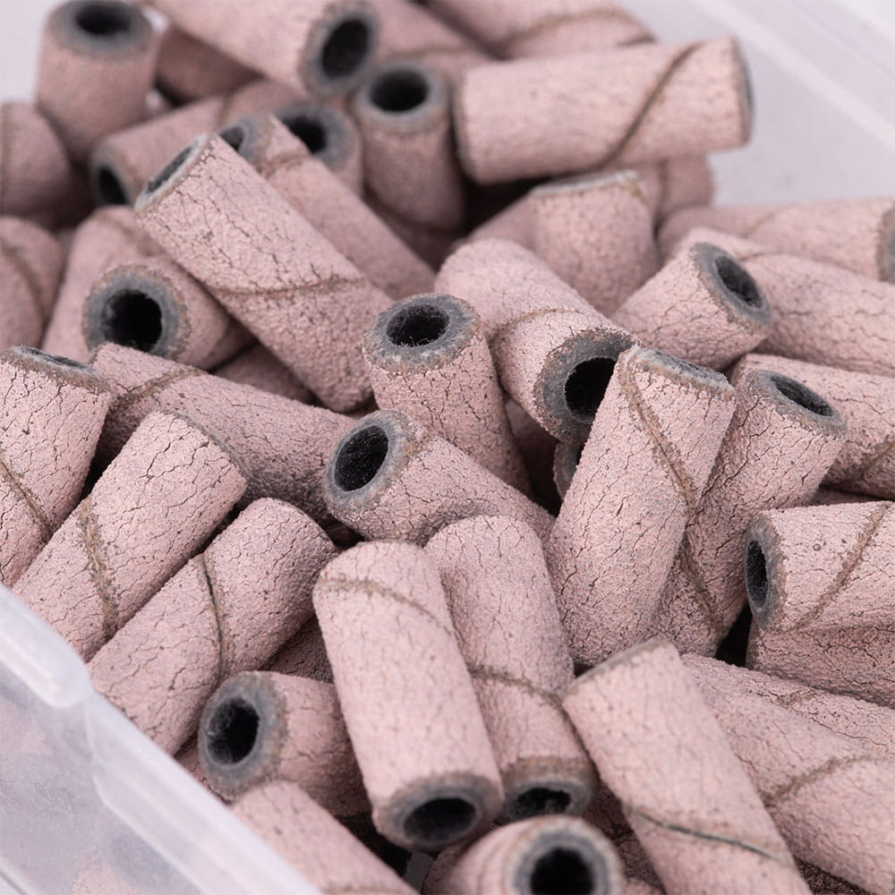 Kapturki Do Manicure I Pedicure Mandrele Nakładki Ścierne Mini Cylinder 3Mm Gradacja #240 Różowe 50 Szt.