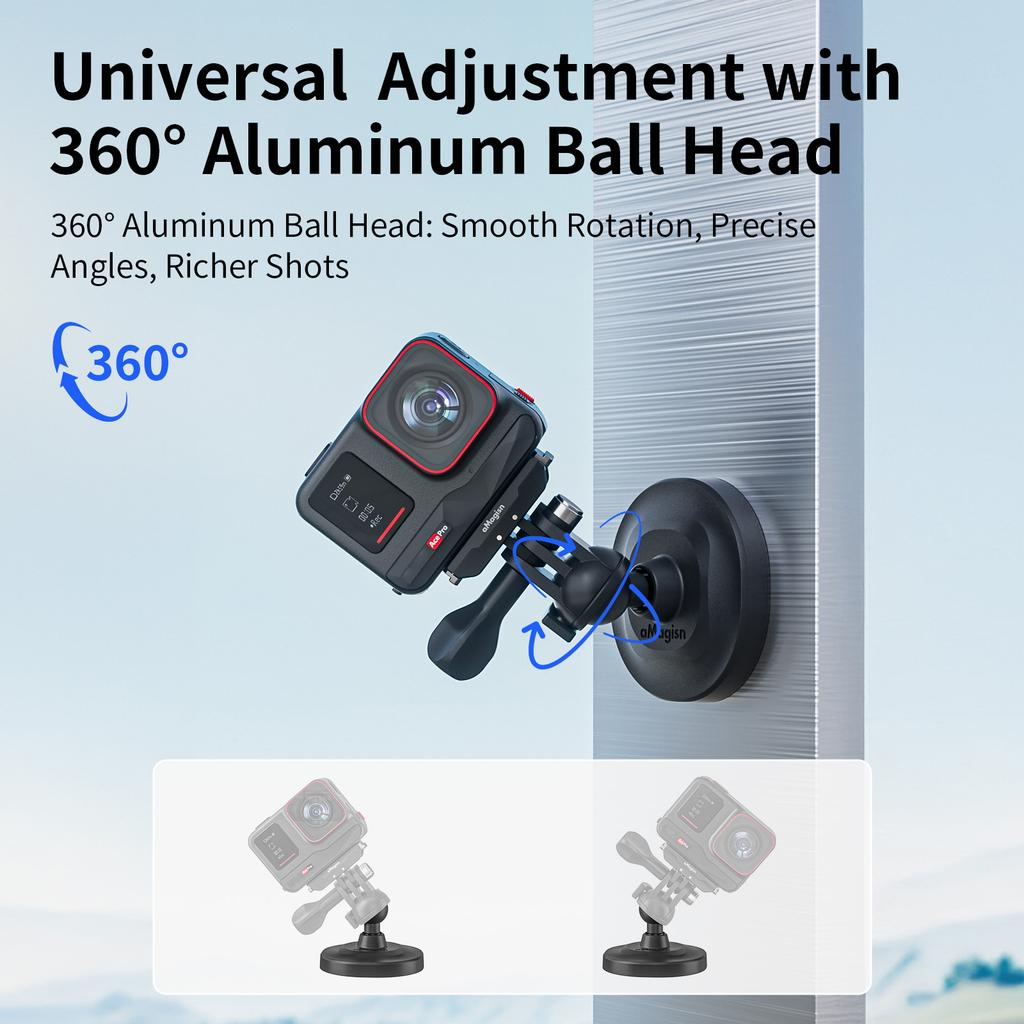 Universal Camera Magnetic Ball Head Bracket for Gopro 13 for DJI Action 5 Pro for Insta360 X5 Go 3S Suction Cup Base Mount
