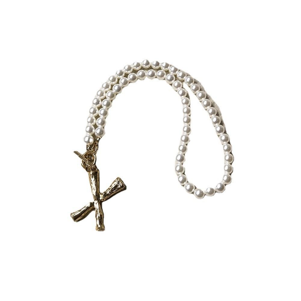 Elegant 26 Letter Pendant Pearl Necklace Stylish Streetwear Jewelry For Trendy Women
