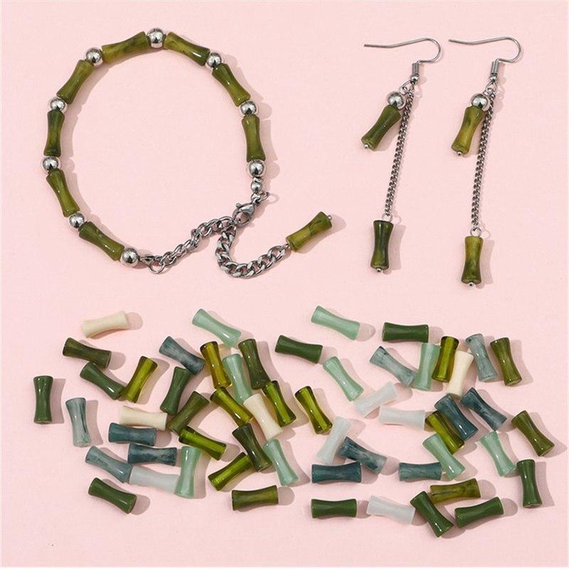 Green White Jade Jewelry Making Handmade Supplies Loose Spacer Beads Shape Porcelain Bracelet Necklace Bamboo Joint