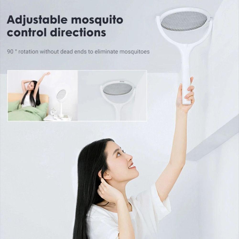 Rotating Head Electric Fly Swatter Racket 5 In 1 Fruit Fly Trap Mosquito Swatter  Indoor