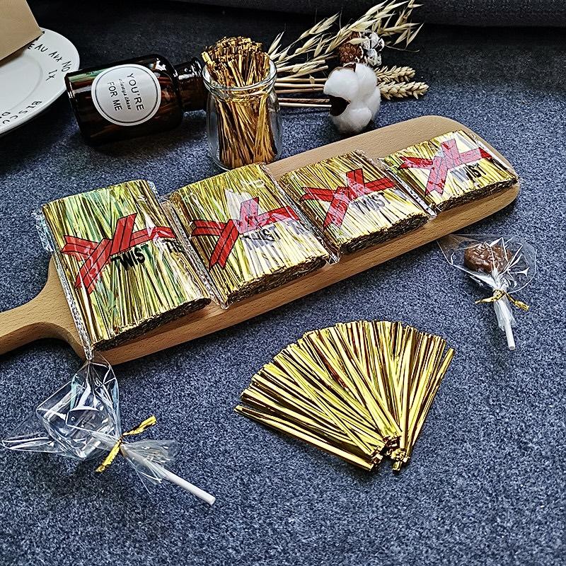 800pcs 6/8/10cm Gold/silver Metallic Twist Ties Wire Sealing Binding Wire For Plastic Lollipop Candy Bags Party Gifts