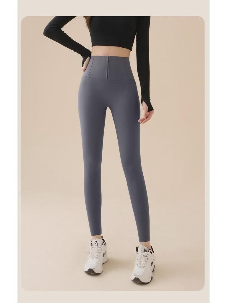 Women's High-Waist Seamless Velvet Shark Pants - Warm, Thick Autumn/Winter Yoga Bottoms, Suitable for Spring and Autumn
