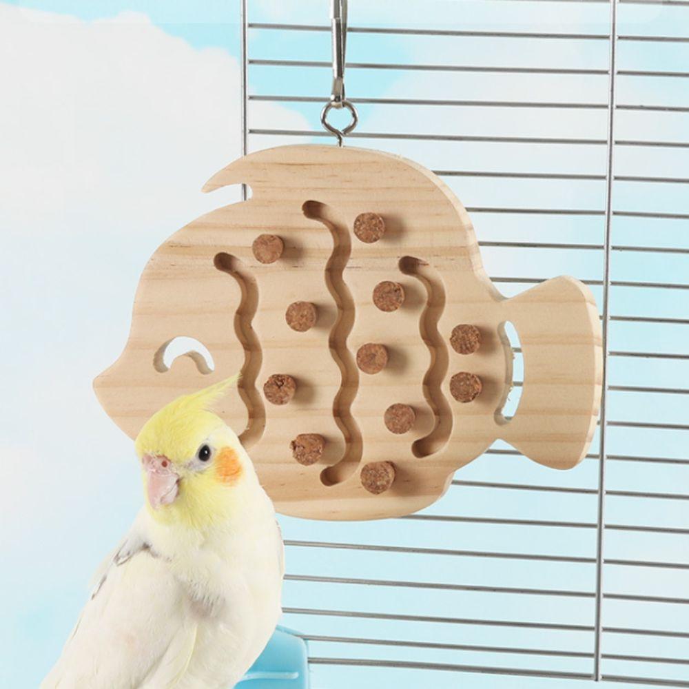 Wooden Parrot Puzzle Toys Bite Resistant Wear-Resistant Bird Chewing Toys Durable Block Cork Bird Perch Stand Bird Activity