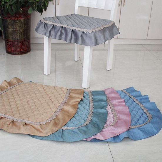 Chair Cushion with Lace Ruffle Quilted Non Slip Square Seat Pad Chair Protector with Elastic Strap for Dining Chairs Seat Office Chairs Back