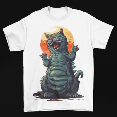 Camiseta Catzilla Godzilla Unissex Mothra Behemoth King Kong Gatinho Animal de Estimação Filme Novo