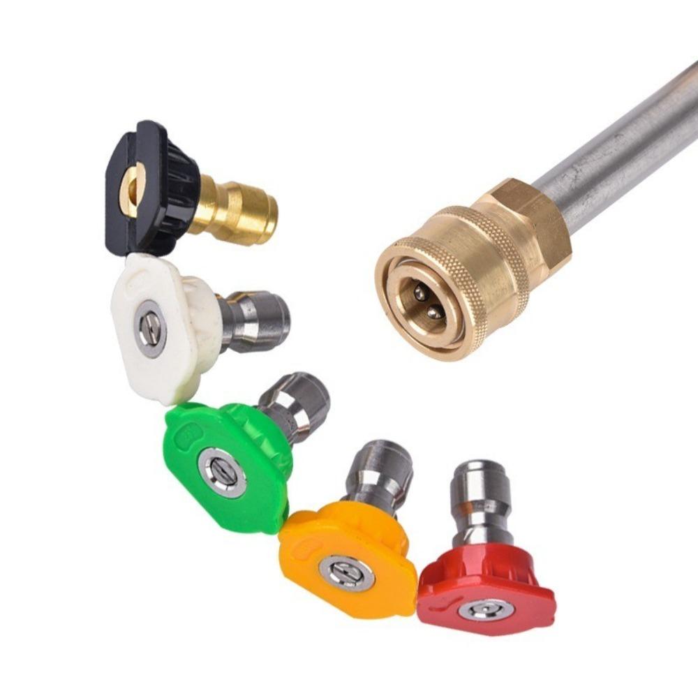 5pcs/Set Multi-Angle High Pressure Washer Spray Nozzle 1/4" Quick Connector Metal Tip Garden Spray Nozzle Quick Connect Nozzle
