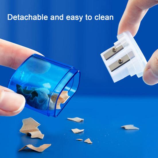 12Pcs Dual Hole Pencil Sharpener with Lid Compact Manual Sharpener for Standard And Jumbo Pencils Travel-friendly Pencil Sharpener