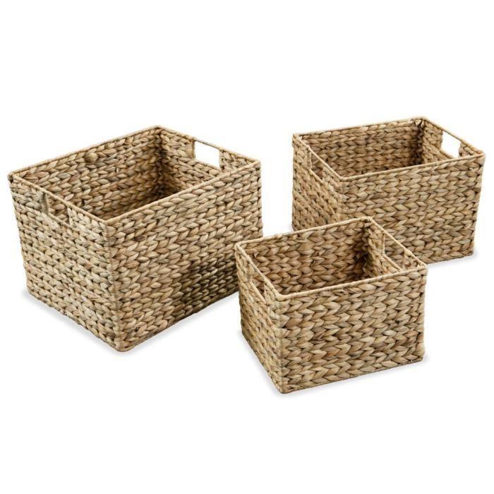 Panier de rangement - vidaXL - 3 pcs - Jacinthe d'eau - Métal - Beige