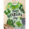 Fashion Women's Crew Neck Short Sleeve 3D Four Leaf Clover Color Printed Four Leaf Clover Short Sleeve Crew Neck T-Shirt