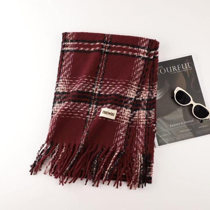 Christmas vibe scarf women's winter new Ankara red scarf long versatile knitted shawl scarf