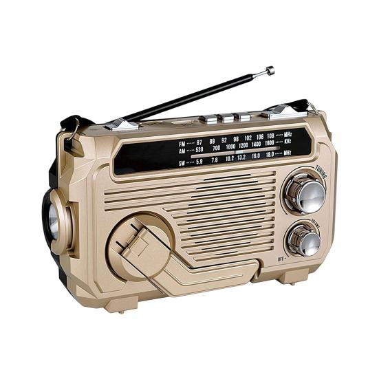 Solar Hand Crank Emergency Radio Rechargeable Waterproof Bluetooth-compatible Speaker AM/FM Solar Powered Radio