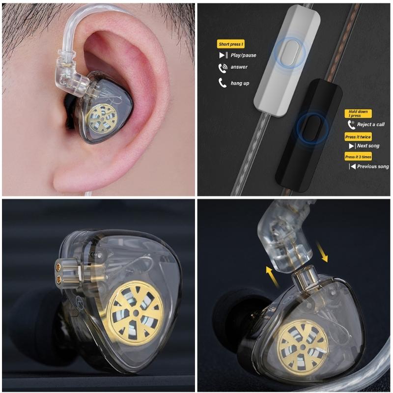 Double Dynamic Coils Earphones High Resolution Sound with Deeply Bass, Corded In Ear Earbud for Sports Gaming