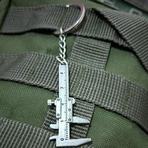 Gcerfby Vernier Caliper Keychain, Portable Car Key Pendant, Decorative Charm, Zinc Alloy Household Measuring Tool, 10.8x2.3cm, Versatile Accessory for
