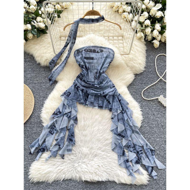 Cool Style Letter Tube Top Vest Women Summer New Ribbon Slim Fit Chic Niche Beautiful Fried Street Pure Desire Top