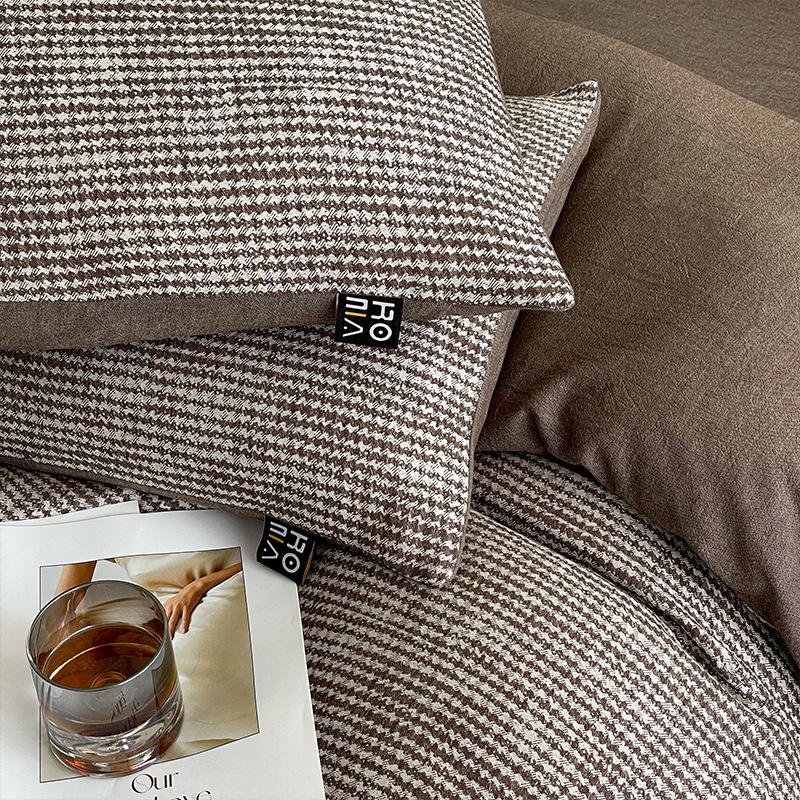 Luxury Cotton Yarn-Dyed Duvet & Bedding Set - 4 Pieces, Light Wash, Fits 1.8 Bed