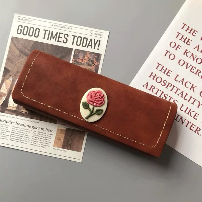 

Винтажный Чехол для очков с розовым узором Солнцезащитные очки Очки Коробка для хранения Унисекс Защита от давления PU кожа Сумка для очков коричневый