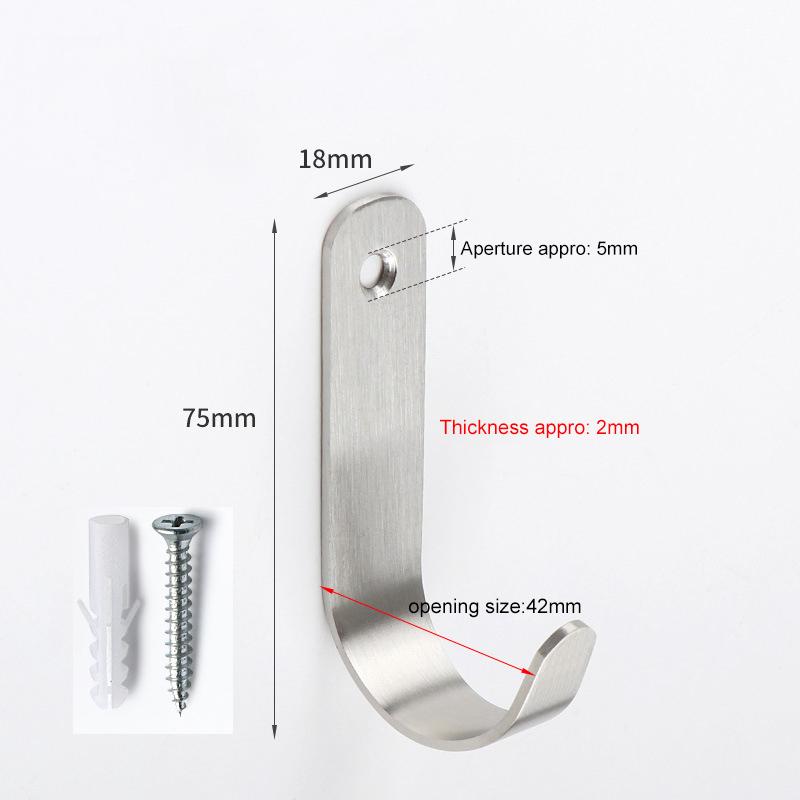 2Pcs Single Hole Wall Mounted Stainless Steel J-Type Clothes Hook Small Hooks for Hanging Cup,Coat,Hat,Bag,Towels with Screw