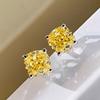 Huitan Lovely Yellow Cubic Zirconia Stud Earrings Female Delicate Sweet Party Zircon Attractive Modern Stylish Lady Accessories