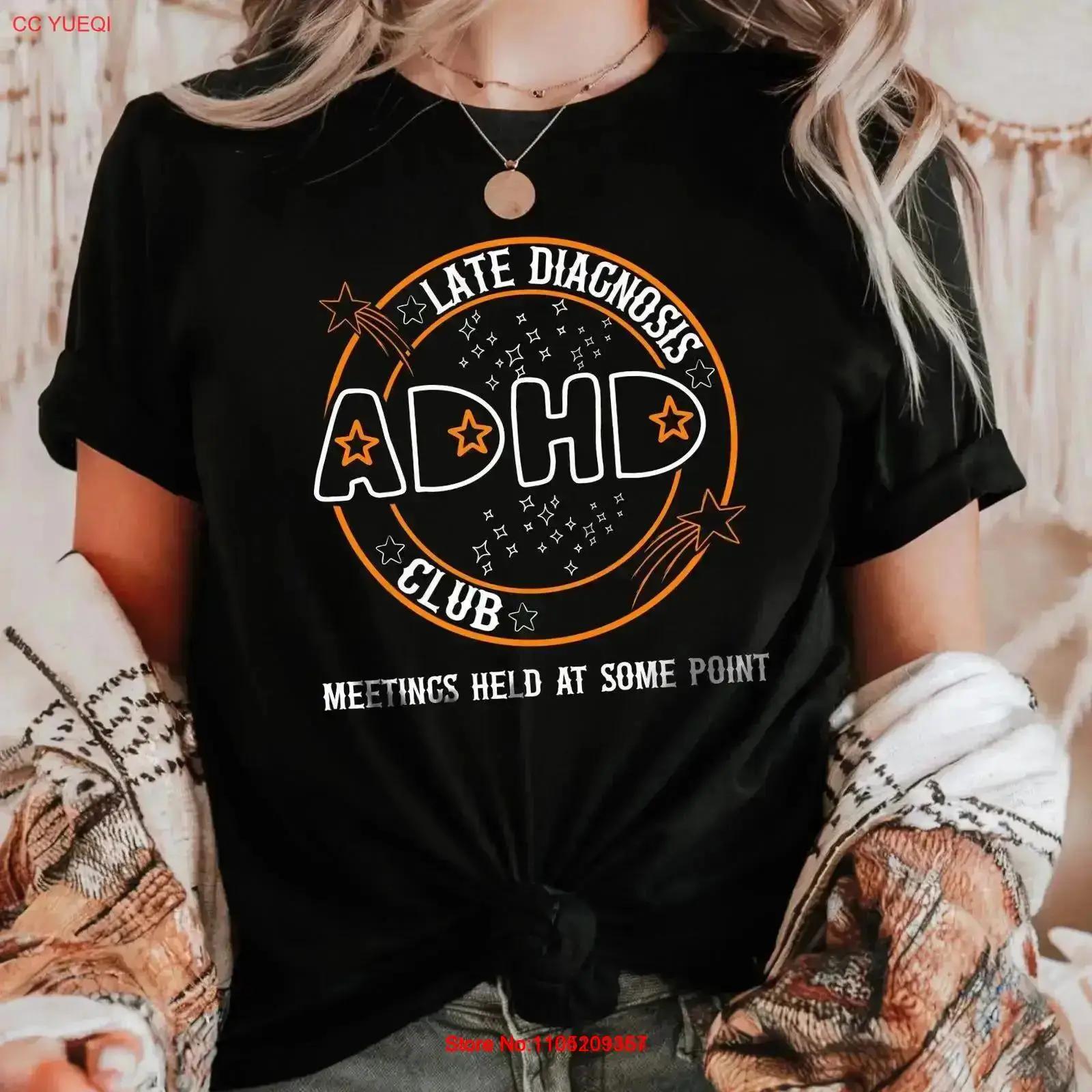 

ADHD Club T shirt Late Diagnosis Neurospicy Funny Slogan for Him Her Neurodiversity Awareness Cotton Top vintage Washed fashion XL