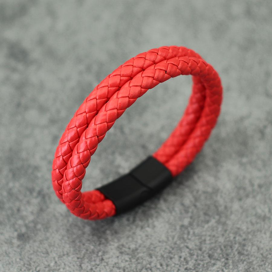 New Hiphop Mens Leather Bracelet Bangle Bilayer Detachable Magnet Buckle Leisure Pulseira Accessories Hombre Gift For Boyfriend