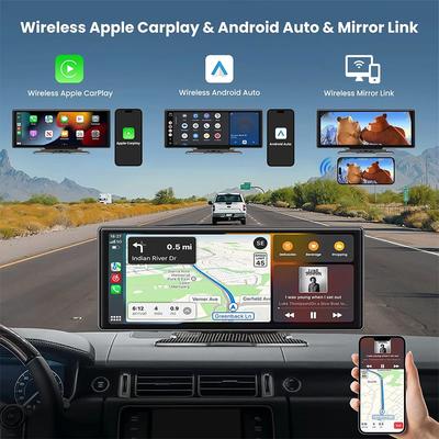 Espelho de Carro Universal 7/10.26'' Reprodutor de Vídeo Multimídia Carplay Sem Fio Android Auto Bluetooth AUX USB Câmera de Ré Painel