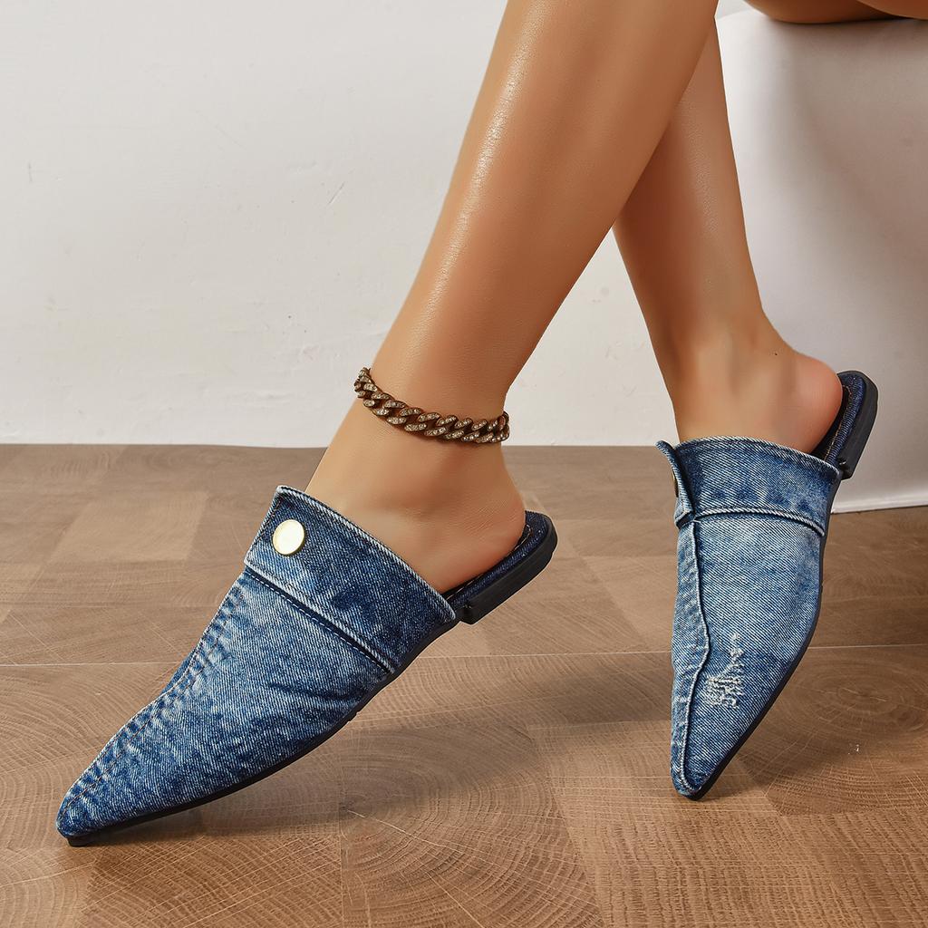 Fashion Women Slippers Pointed Toe Flats Fashion Sandals Retro Casual Designer Shoes 2025 Trend Walking Cozy Hone Slippers Slides Women
