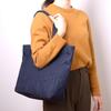 Aurora Okayama Denim Tote Bag, Made in Japan, A4 Size, Shoulder Strap, Zippered, Diaper Bag (Indigo Blue)
