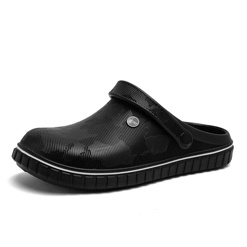 Baotou Solid Color Non-porous Hole Shoes Men's Summer Fashion Casual Large Size Chef Slippers Men Wear Beach Sandals