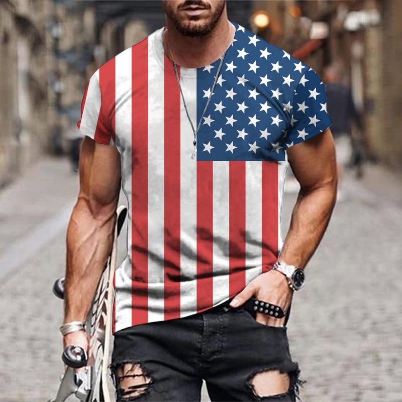 Spring Summer Round Neck Short Sleeve 3D Digital Printed T-shirt Fashion Youth Letter Printed T-Shirts