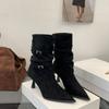 Fashionable Sexy and Casual Mid Top Women's Boots Winter New Pointed Thin Heel Comfortable Banquet High-heeled Boots
