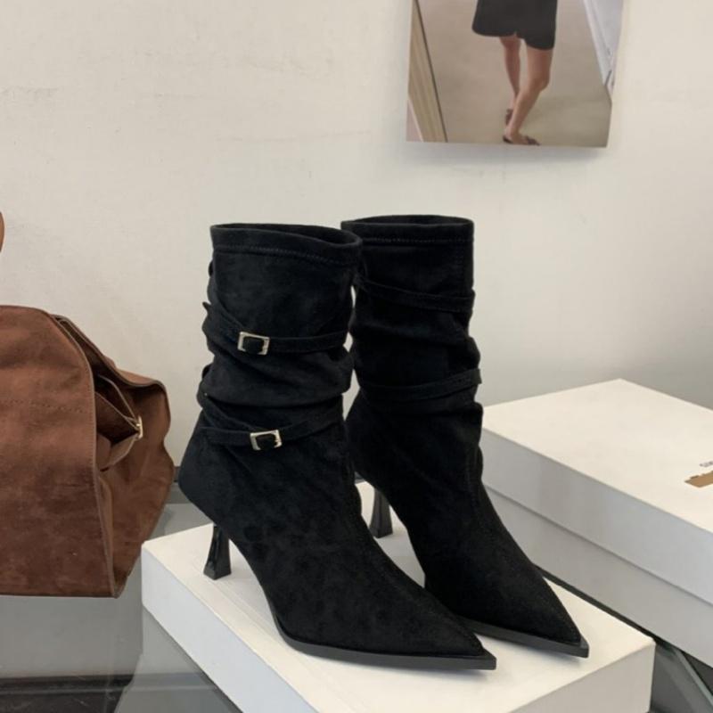 Fashionable Sexy and Casual Mid Top Women's Boots Winter New Pointed Thin Heel Comfortable Banquet High-heeled Boots