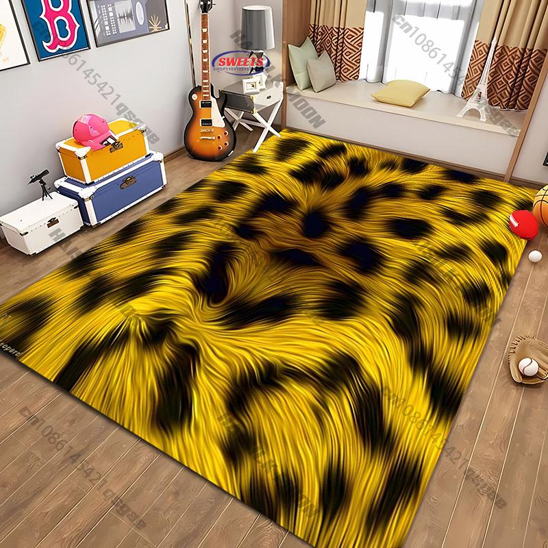 1PC Tiger Skin Theme Printed Carpet Rug for Living Room Bedroom, Office Areas, Durable Machine Washable Mat,Gift for Son Husband