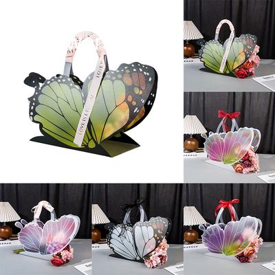 1 Stück Schmetterlingsform DIY Handtaschen Geschenktüten Valentinstag Frischblumen PVC Bunte Hand-Blumenkörbe Blumenboxen